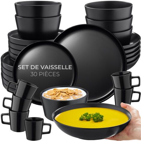 30 pièces Service de table en grès pour 6 personnes