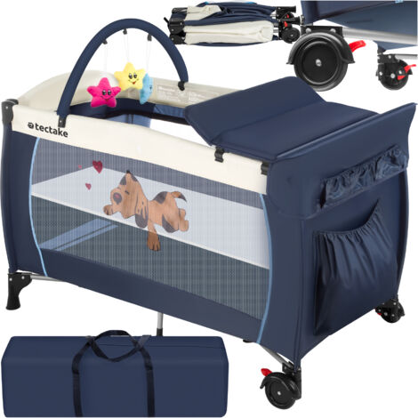 Lit de voyage pour enfants pliable réglable en nylon bleu