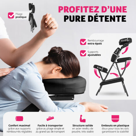 Chaise De Massage Pliante Portable - Rembourrage épais, Charge Max 200 Kg, Couleur Beige, Livrée Avec Sac
