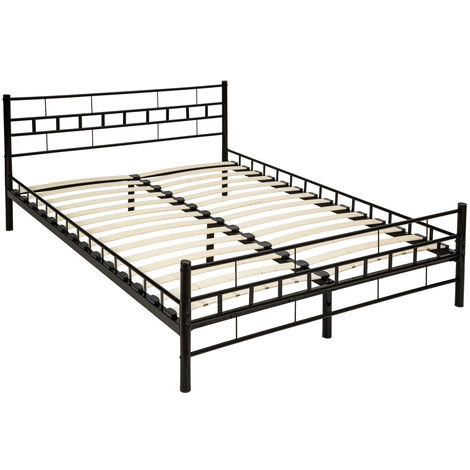 VEVOR Cadre de Lit King Size 208x198x36 cm Sommier à Lattes en Métal  Structure Solide Lit