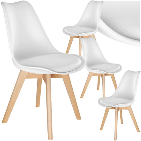 Lot 4 chaises salle à manger style scandinave forme ergonomique blanc (1/5)