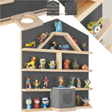 Tectake – Étagère murale pour 50 Tonies – Dimensions 50x15,5x60 cm – Charge 15 kg – Fixation murale avec accessoires fournis – Gris anthracite (1/5)