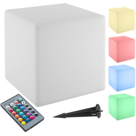 Lampe cube avec ampoule LED et télécommande 12W 35cm blanc