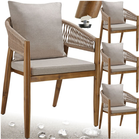 Lot de 4 chaises jardin au design corde housses déperlantes sable