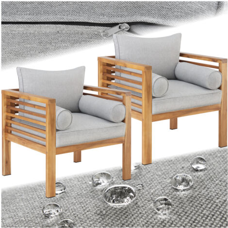 Lot de 2 fauteuils lounge jardin lasurés jusqu'à 120 kg (1/5)