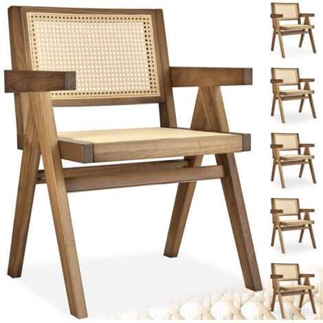 Lot 6 chaises de salle à manger cannage viennois boho chêne clair (1/5)
