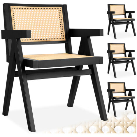 Lot 4 chaises de salle à manger cannage viennois style boho noir (1/5)