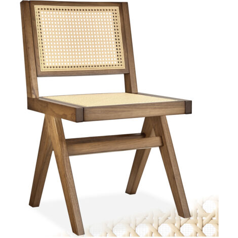 Chaise en bois avec cannage viennois design boho chĂŞne clair (1/5)
