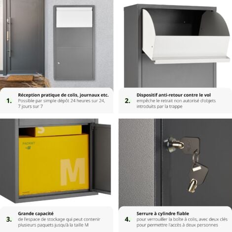 Boîte Aux Lettres Murale Compartment à Journaux Revêtement Par Poudre