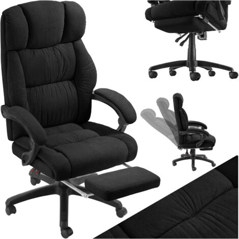 Tectake – Chaise de bureau ergonomique avec repose-pieds escamotable – Revêtement en velours doux – Dossier réglable – Hauteur d'assise 47-57 cm