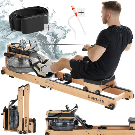 Rameur en bois pliable avec bluetooth et 6 niveaux de difficulté