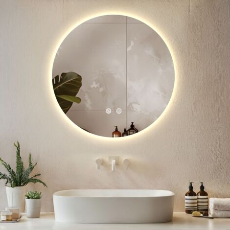 Miroir de salle bain LED réglable avec 3 couleurs lumière 60cm
