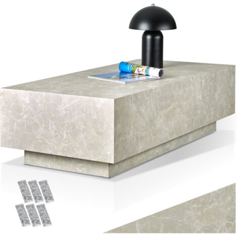 Table basse en bois MDF sans montage 120 x 60 35 cm aspect travertin
