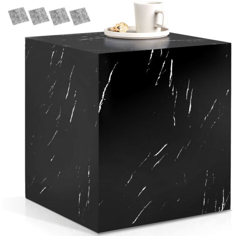 Table basse en panneau de fibres 45 x 50cm aspect marbre noir (1/5)