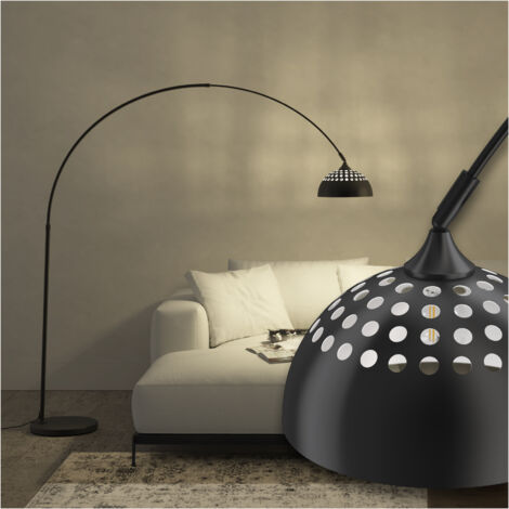 Lampe sur pied en acier laqué époxy 60W réglable hauteur noir