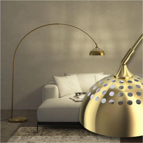 Lampe sur pied en acier laqué époxy 60W réglable hauteur doré