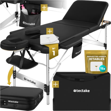 Table de massage pliante largeur 70cm réglable en hauteur noir