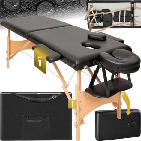 Table de massage 2 zones pliante et réglable noir 210x95x84 cm
