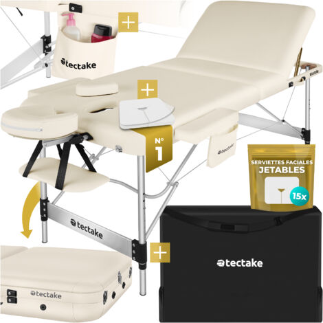 Table de massage pliante largeur 78cm réglable en hauteur beige