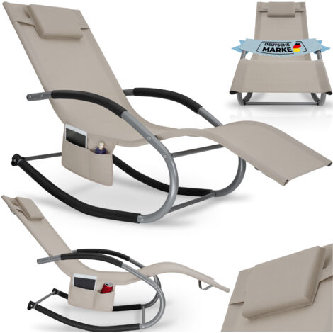 Chaise longue de jardin ergonomique avec fonction balancement beige