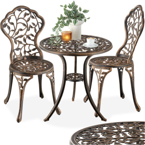 Table et chaises bistrot en aluminium 2 places résistant intempéries