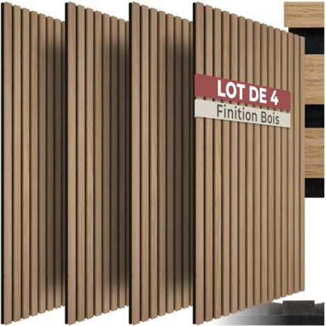 Lot de 4 panneaux acoustiques aspect bois 110 x 50 1,8 cm