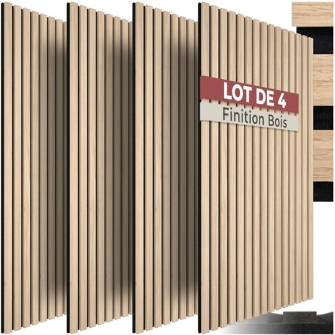 Lot de 4 panneaux acoustiques aspect bois 110 x 50 1,8 cm