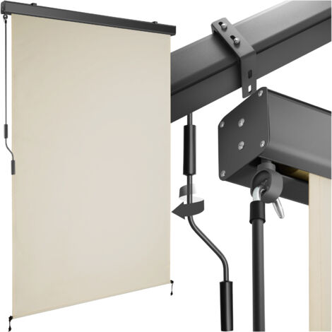Store banne verticale 2 supports muraux 120 x 250 cm beige