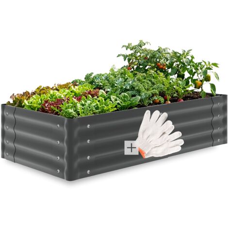 Jardinière surélevée acier galvanisé 120x60x30cm grise