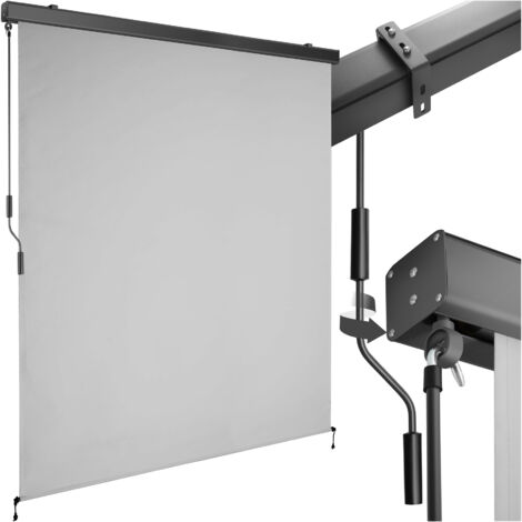 Store banne verticale 2 supports muraux 160 x 250 cm gris clair
