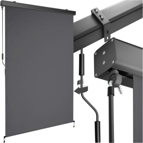 Store banne verticale 2 supports muraux 120 x 250 cm gris foncé
