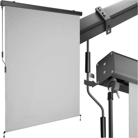 Store banne verticale 2 supports muraux 140 x 250 cm gris clair