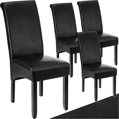 Ensemble 4 chaises de salle à manger cuir synthétique ergonomique noir