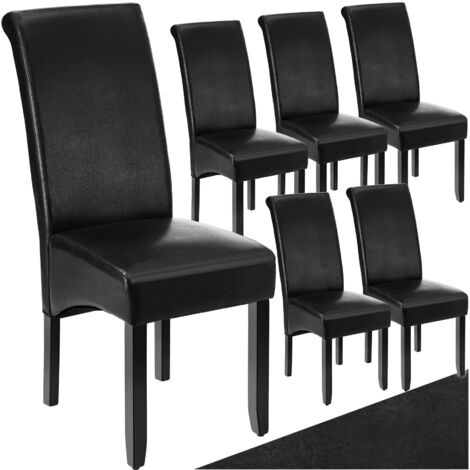 Ensemble de 6 chaises salle à manger rembourées cuir synthétique noir