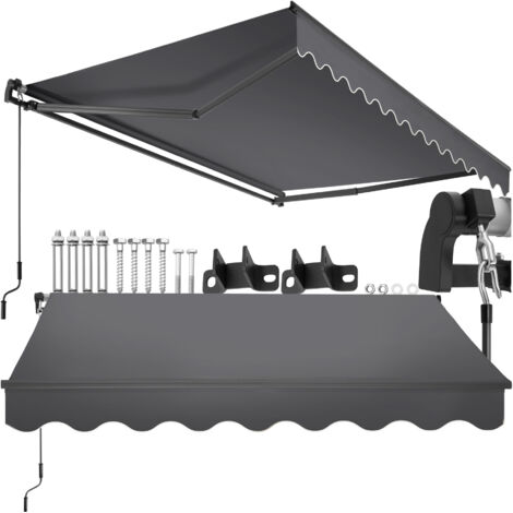 Store banne à bras articulé avec tissu déperlant 250x200cm gris foncé