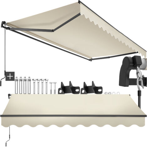 Store banne à bras articulé avec tissu déperlant 300x250cm beige