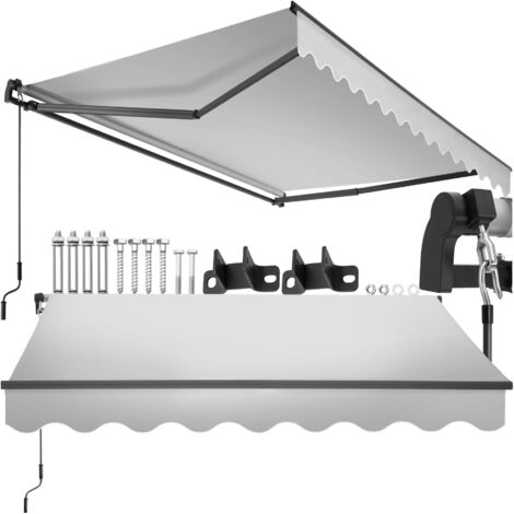 Store banne à bras articulé avec tissu déperlant 250x200cm gris clair