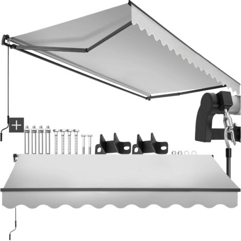 Store banne à bras articulé avec tissu déperlant 300x250cm gris clair