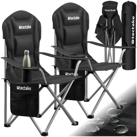 Lot 2 chaises de camping rembourrée pliables sac transport inclus