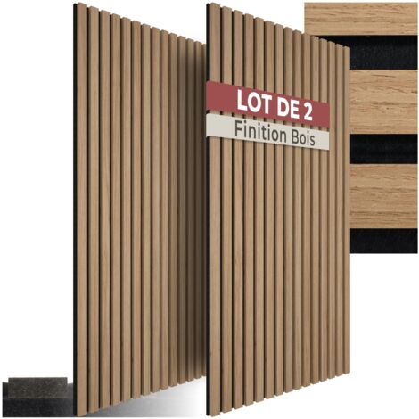 Lot de 2 panneaux acoustiques aspect bois 110 x 50 1,8 cm