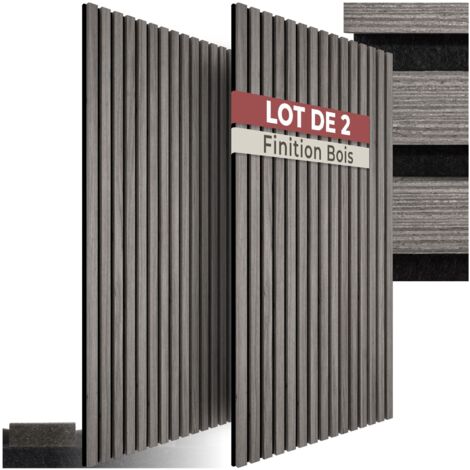 Lot de 2 panneaux acoustiques aspect bois 110 x 50 1,8 cm