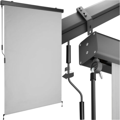 Store banne verticale 2 supports muraux 120 x 250 cm gris clair