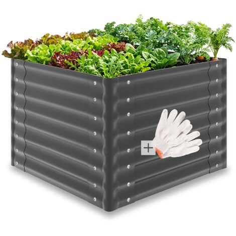 Jardinière surélevée acier galvanisé 80x80x62cm gris