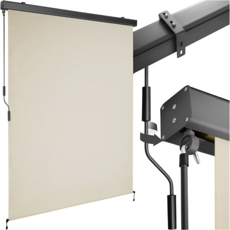 Store banne verticale 2 supports muraux 140 x 250 cm beige