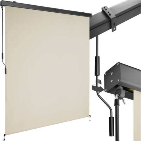 Store banne verticale 2 supports muraux 160 x 250 cm beige