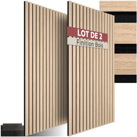 Lot de 2 panneaux acoustiques aspect bois 110 x 50 1,8 cm