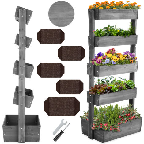 Jardinière verticale FLORA en bois laqué avec toile de paillage - (1/5)