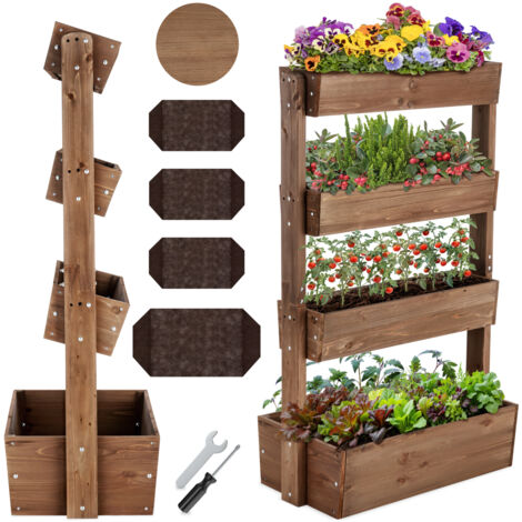 Jardinière verticale FLORA en bois laqué avec toile de paillage - (1/5)