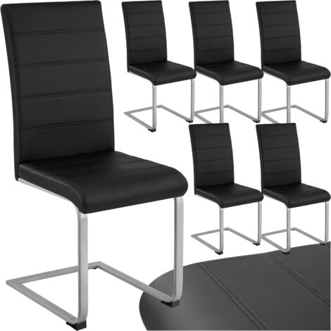 Lot de 6 chaises style scandinave housse en cuir synthétique noir