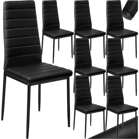 Lot de 8 chaises avec strass rembourrées en cuir synthétique noir